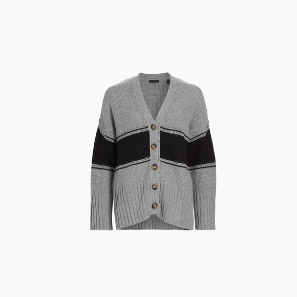 ATM Anthony Thomas Melillo Wool Blend Oversized Cardigan - Cloud Grey/Black